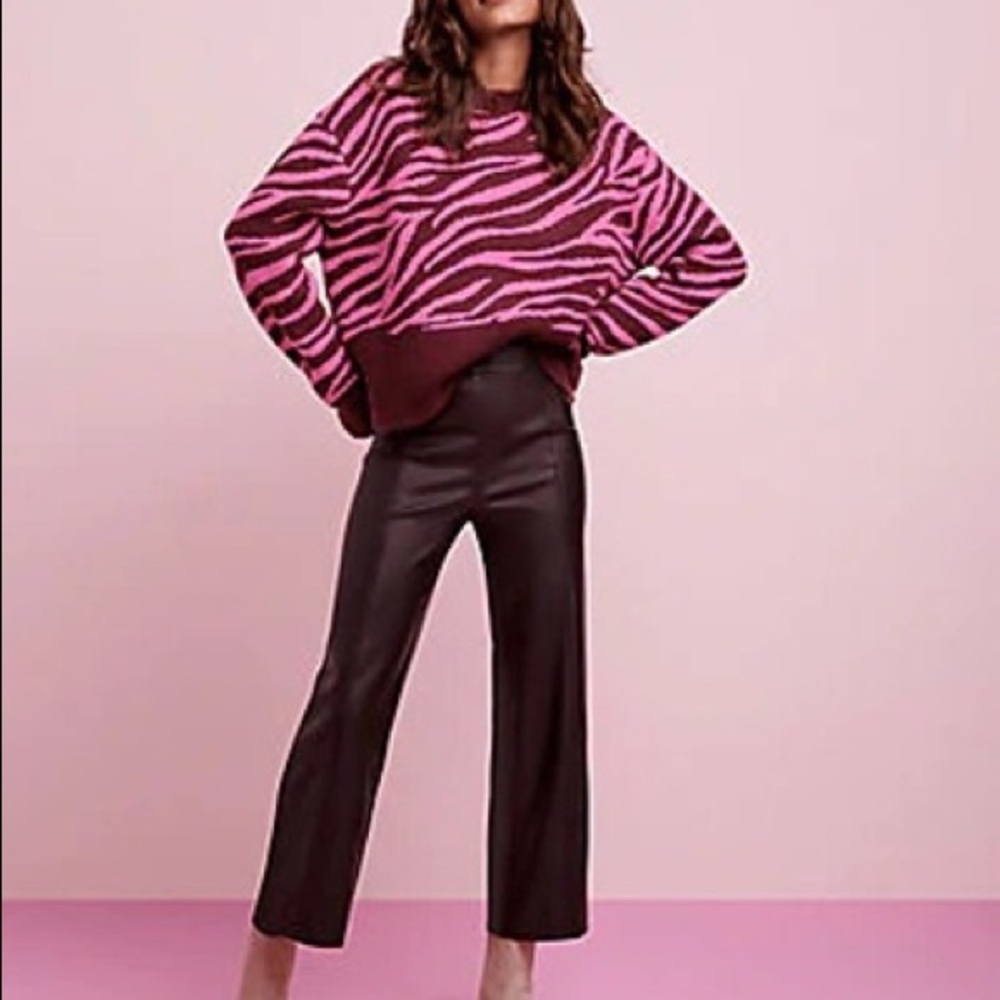 Ann Taylor Faux Vegan Brown Crop Pants